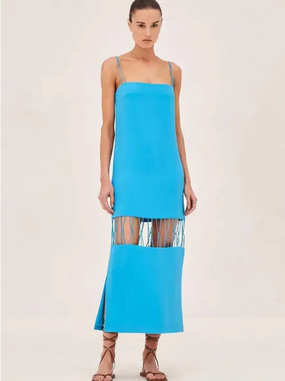 Alexis Blue Miah Fringe-Panel Midi Dress